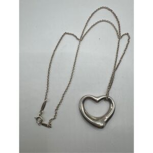 Tiffany & Co. Elsa Peretti 22mm Medium Open Heart Sterling Silver Necklace 16"
